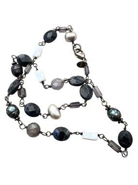 N1308 Retired Silpada Silver Necklace Pearl Gemstone